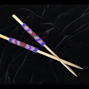 Native Beaded Hair Sticks